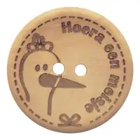 Knoop Hoera een meisje 30mm