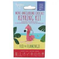 Mini amigurumi haakkit sleutelhanger - flamingo