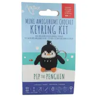 Mini amigurumi haakkit sleutelhanger - pinguin
