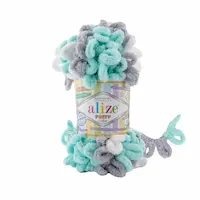 Alize Puffy Color 6408 Green White Grey