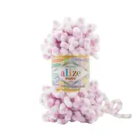 Alize Puffy Color 6458 White Purple Dots
