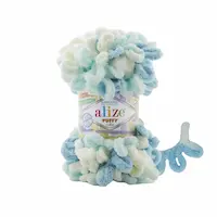 Alize Puffy Color 6461 Cream Green Blue