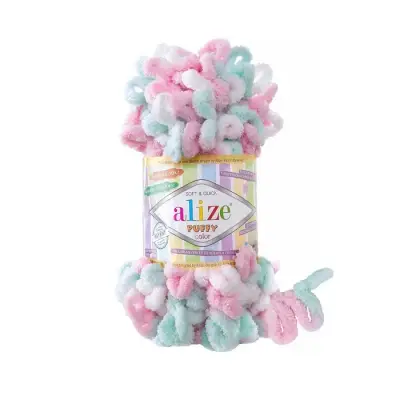 Alize Puffy Color 6052 White Baby Pink Mint