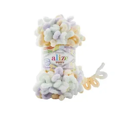 Alize Puffy Color 6462 Purple Mint Yellow