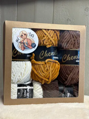 Garenpakket Chenille Cafe Latte kopen bij Wollies by Lies