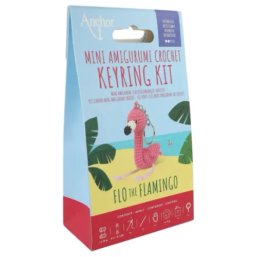Mini amigurumi haakkit sleutelhanger - flamingo thumbnail 3
