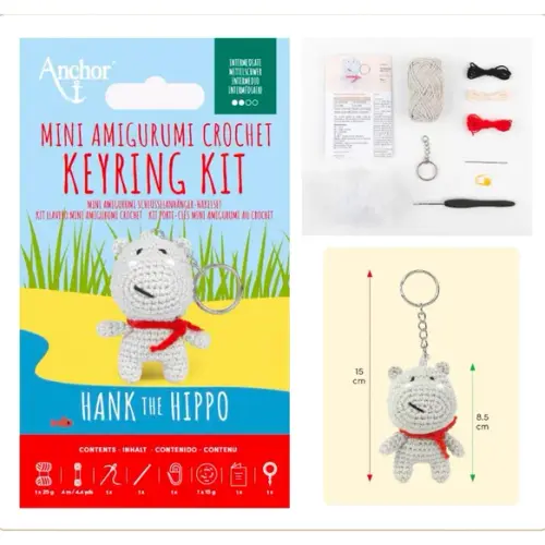 Mini amigurumi haakkit sleutelhanger - nijlpaard thumbnail 2