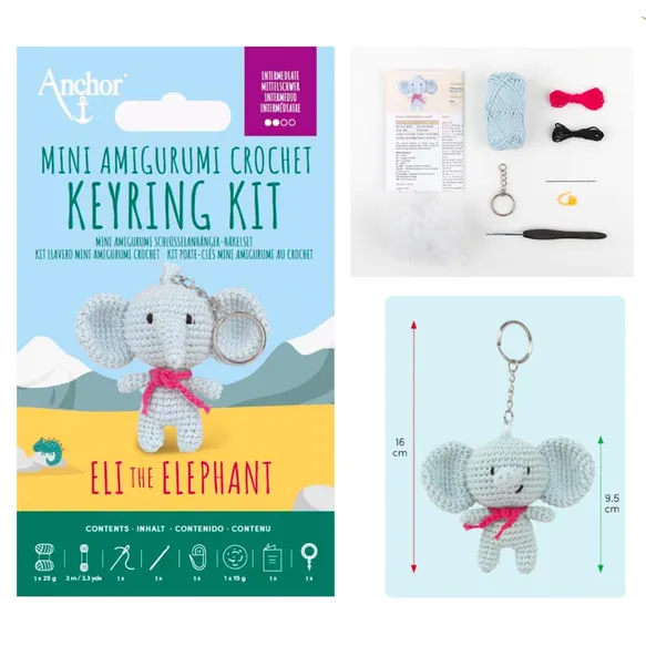 Mini amigurumi haakkit sleutelhanger - olifant thumbnail 2