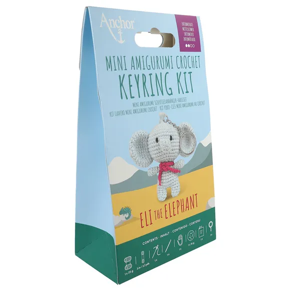 Mini amigurumi haakkit sleutelhanger - olifant thumbnail 3