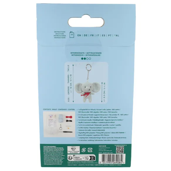 Mini amigurumi haakkit sleutelhanger - olifant thumbnail 4
