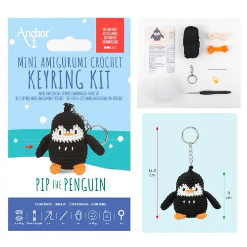 Mini amigurumi haakkit sleutelhanger - pinguin thumbnail 2