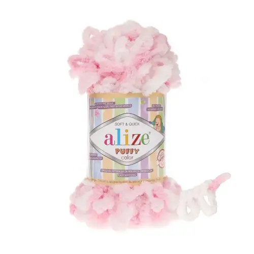 Alize Puffy Color 5863 White Light Baby Pink