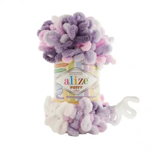 Alize Puffy Color 6305 White Pink Purple