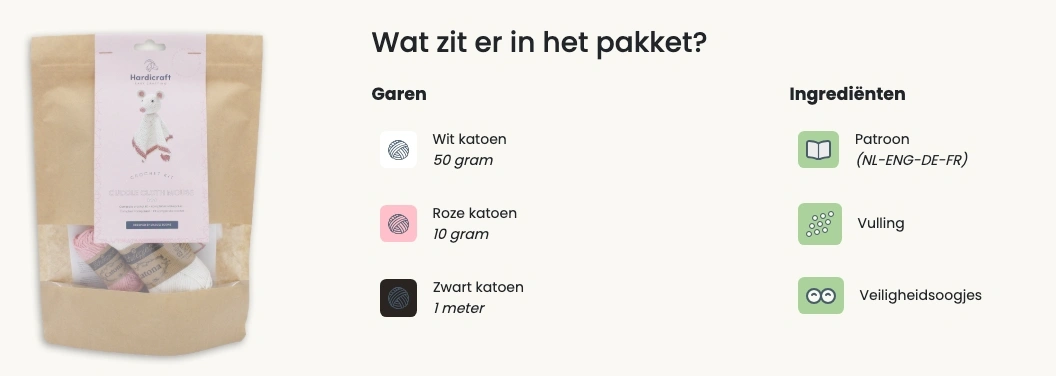 Knuffeldoekje Muis - Hardicraft Haakpakket