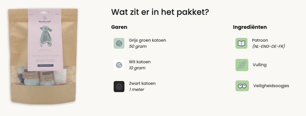 Knuffeldoekje Olifant - Hardicraft Haakpakket